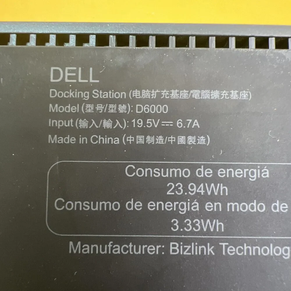Dell D6000 Universal Docking Station Black 130W AC Adapter USB 3.0